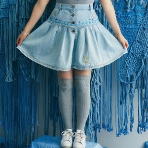Aquarius Astrology Catch This Wave Denim Skirt